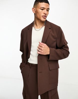 Темно-коричневый пиджак оверсайз ASOS DESIGN ASOS DESIGN