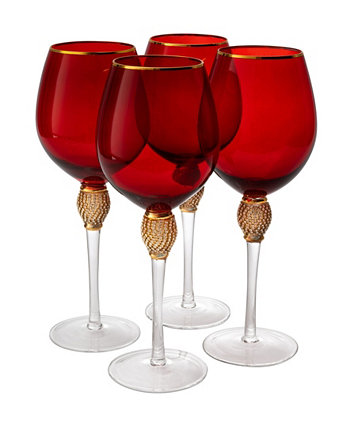 Set of 4 Diamond Stemmed Wine Glasses, 14 oz Set of 4 The Wine Savant