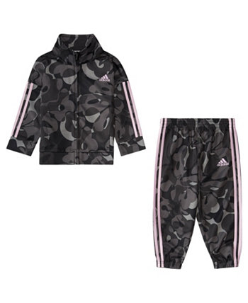 Трикотажная куртка и джоггеры на молнии для маленьких девочек, комплект из 2 предметов Adidas