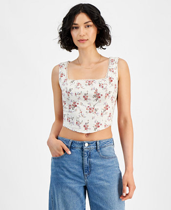 Women's Printed Woven Sleeveless Corset Top, Created for Macy's And Now This