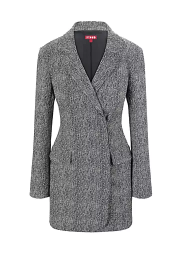 Greenwich Herringbone Double-Breasted Blazer Minidress STAUD