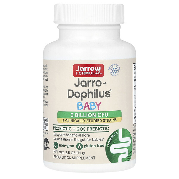 Baby Jarro-Dophilus, Пробиотик + пребиотик GOS, 3 миллиарда КОЕ, 2,5 унции (71 г) Jarrow Formulas