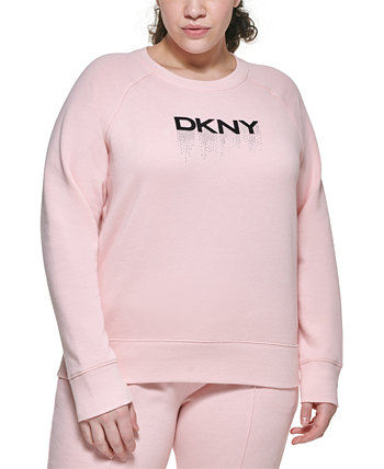 Спортивный топ большого размера с украшенным логотипом DKNY