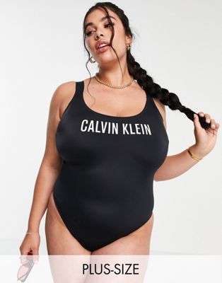 Черный купальник с круглым вырезом Calvin Klein Plus Size Calvin Klein