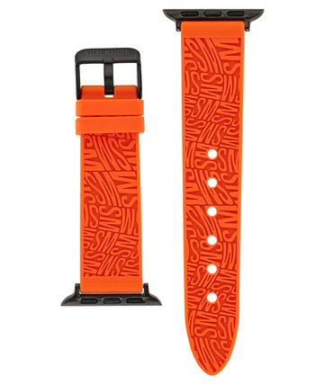 Женский оранжевый силиконовый ремешок с тисненым вихревым логотипом, совместимый с Apple Watch 42/44/45/Ultra/Ultra 2 Steve Madden