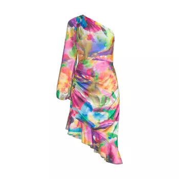 Асимметричное коктейльное платье акварельного цвета Liv Foster