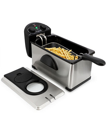 3.17 Quart Stainless Steel Electric Deep Fryer with Timer MegaChef