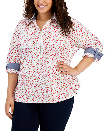 Женская блузка Tommy Hilfiger Plus Size с рисунком в сердечки Tommy Hilfiger