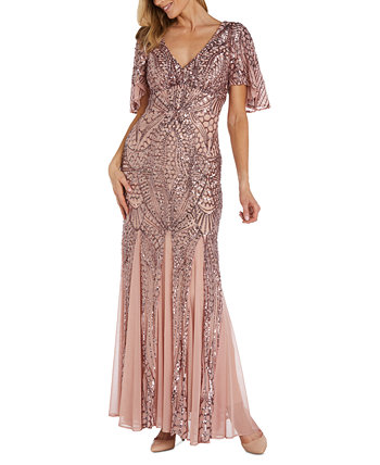 Женское длинное платье с блестками и v-образным вырезом Nightway