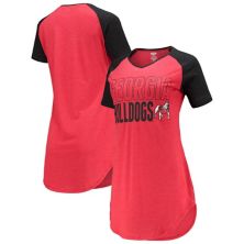 Женская ночная рубашка Concepts Sport Red/Black Georgia Bulldogs Raglan с v-образным вырезом Unbranded