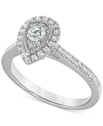Обручальное кольцо с бриллиантами Teardrop Halo (1/2 карата) из белого золота 14 карат Macy's