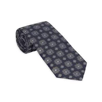 Шелковый галстук с цветочным орнаментом Brunello Cucinelli