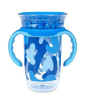 No-Spill Edge 360 2 Stage Drinking Cup with Removable Handles, Blue Camo NUBY