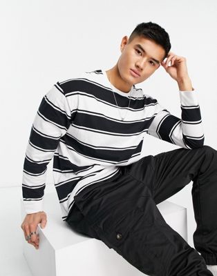 ADPT oversized long sleeve stripe t-shirt in black & white  ADPT