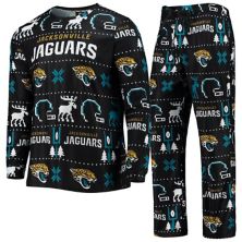 Мужская черная пижама FOCO Jacksonville Jaguars Wordmark Ugly Pajama Set Unbranded