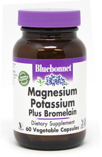 Bluebonnet Nutrition Магний, калий плюс бромелайн — 60 растительных капсул Bluebonnet Nutrition