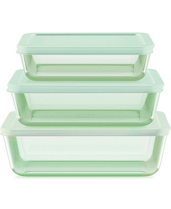 Тонированный прямоугольный набор для хранения Simply Store из 6 предметов с пластиковыми крышками Pyrex