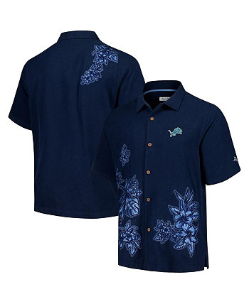 Men's Blue Detroit Lions Hibiscus Camp Button-Up Shirt Tommy Bahama