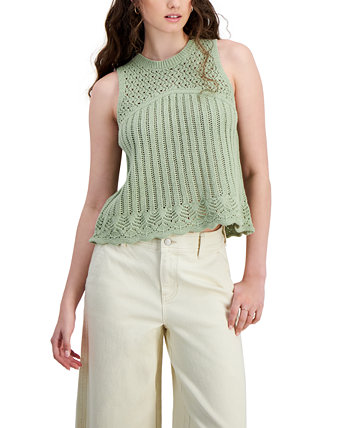 Juniors' Pointelle Knit Sleeveless Top Hooked Up by IOT