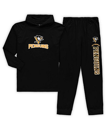 Мужской черный пуловер Philadelphia Flyers Big and Tall с капюшоном и джоггерами для сна Concepts Sport