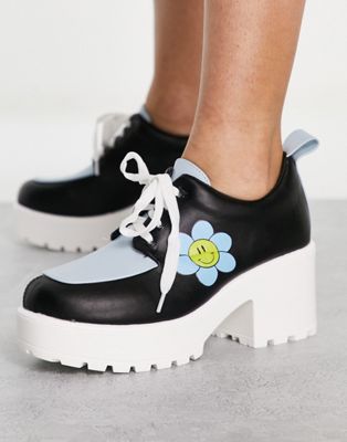 Koi Footwear Wallflower chunky shoes in black flower print - BLACK Koi Footwear