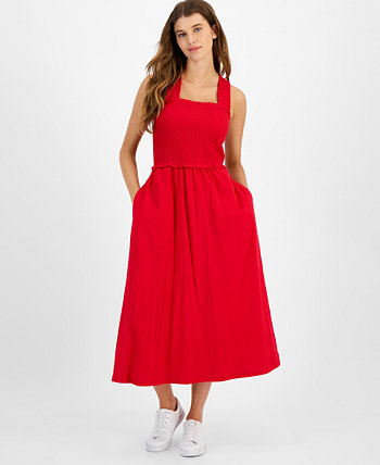 Women's Square-Neck Cotton A-Line Dress Tommy Hilfiger