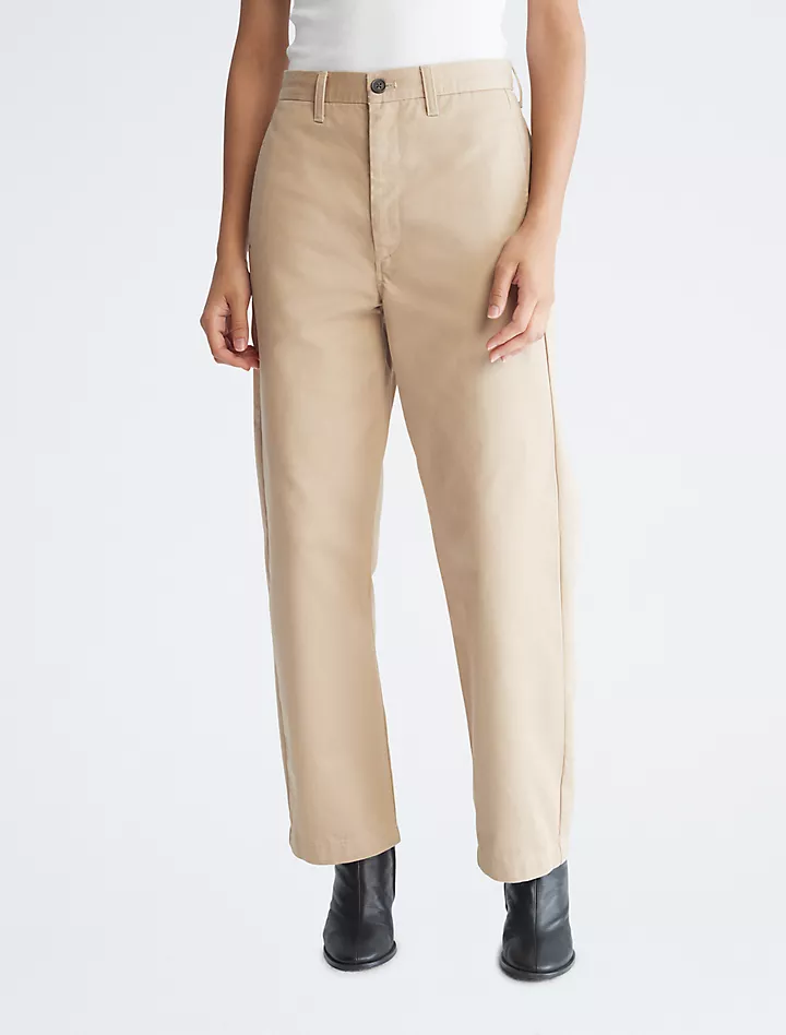 Хаки Практичные брюки чинос Calvin Klein