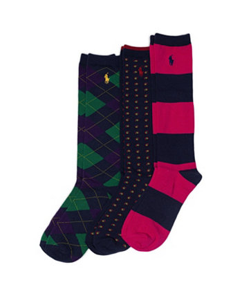 Big Girls Argyle Knee High 3 Pack Socks Polo Ralph Lauren