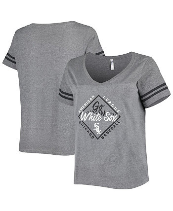 Женская серая трикотажная футболка Chicago White Sox больших размеров с v-образным вырезом Soft As A Grape