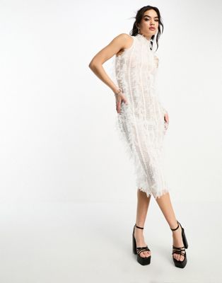 Amy Lynn Calla sleeveless textured midaxi dress in white Amy Lynn