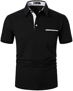 Men's Polo Shirt Short Sleeve Fashion Diagonal Strips Collar Classic Casual T-Shirt with Pocket STTLZMC