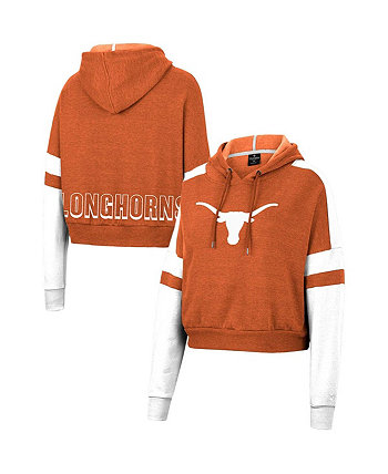 Женская укороченная толстовка с капюшоном Texas Orange Texas Longhorns Throwback Stripe Arch Logo Colosseum