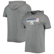 Мужская футболка с капюшоном с коротким рукавом New Era с короткими рукавами New Era Heathered Grey New York Yankees New Era