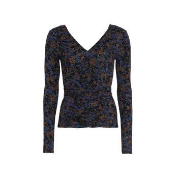 Dempsey Floral-Print Ruched Jersey Top VERONICA BEARD