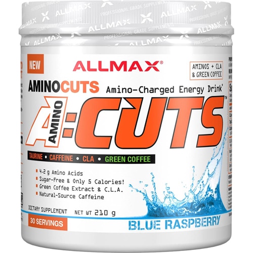 ALLMAX Nutrition A-Cuts™ Энергетический напиток с аминокислотами Голубая малина — 30 порций ALLMAX
