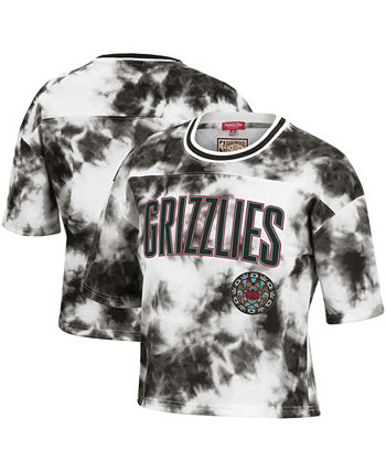 Женская черно-белая укороченная футболка Vancouver Grizzlies Hardwood Classics Tie-Dye Mitchell & Ness