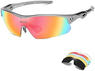 Спортивные очки DUCO Polarized для мужчин с 5 сменными lentes для бега, гольфа, рыбалки, хайкинга и бейсбола DUCO