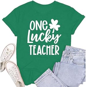 Womens St Patricks Day Shirt Lucky Shamrock Paddy's Day T-Shirt Irish Clover Tee Tops SUWATOIN