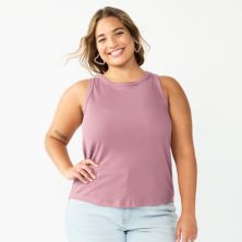 Juniors' Plus Size SO® High Neck Ribbed Tank Top SO