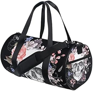 Сумка дорожная ALAZA Skull and Flowers Duffel Bag, Canvas Travel Bag for Gym Sports and Overnight ALAZA