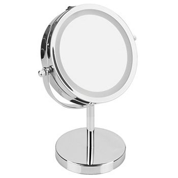 iDesign Lighted Free Standing Vanity Makeup Mirror for Bathroom Countertops - Chrome IDesign