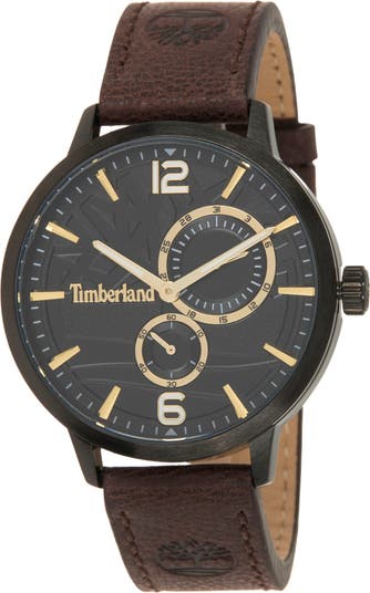 Мужские часы с многофункциональным кожаным ремешком, 40 мм Timberland