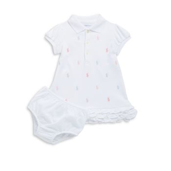 Платье-поло с оборками и оборками для маленьких девочек и & amp; Комплект шароваров Ralph Lauren
