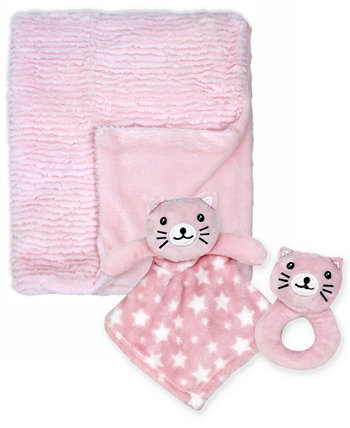 Jesse & Lulu Baby Girls Ridged Plush Blanket, 3 Piece Set Baby Mode