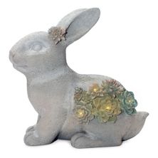 Melrose Rabbit with Succulent Solar Light Melrose