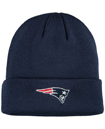 Молодежная темно-синяя базовая вязаная шапка New England Patriots с манжетами Outerstuff