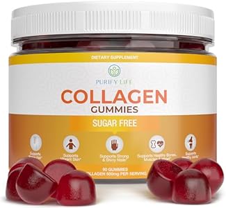 Purify Life Vegan Collagen Gummies (Жевательные конфеты) with Biotin Vitamins for Hair Skin and Nails Health, (90 Chews) Collagen Support Superfruit Complex with Resveratrol, Vitamin A, E, C - Replace Capsules (Капсулы), Pills Purify Life