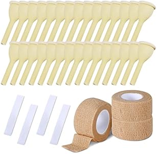 TrelaCo 30 Pcs Male External Catheter Kit Condom Catheter Urinal Bag Latex External Catheter for Men Catheter Supplies External Catheters with 3 Rolls Male External Catheter Fixer(30mm) TrelaCo