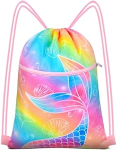 Fiodrimy Drawstring Backpack String Bag for Kids, Girls Gym Sackpack Cinch Water Resistant Drawstring Bag for Swim Sport Yoga Fiodrimy