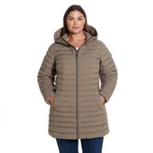 Plus Size Weathercast Hooded Channel Quilted Puffer Jacket Weathercast